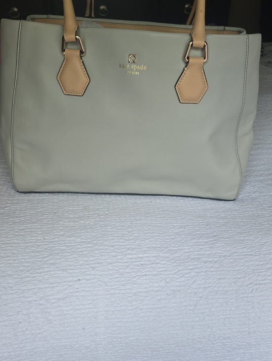 kate spade Handbags - kate spade mint green tote with cream handles